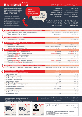 Notfallplan Plakat Arabisch, Englisch & Deutsch